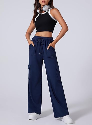 Women's Cargo High Waisted Wide Leg Athletic Trouser