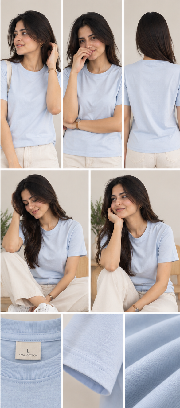 Women Relaxed Fit Side Slit Cotton Short Sleeve T-Shirt