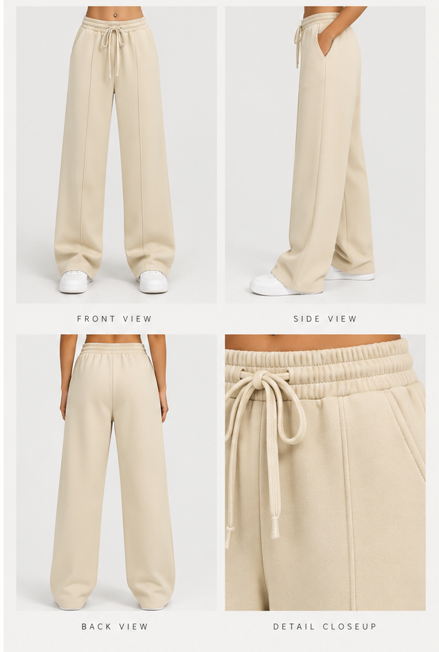 High Waisted- Beige Straight line Trouser