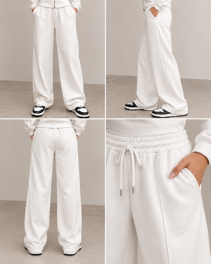 High Waisted- White Straight line Trouser