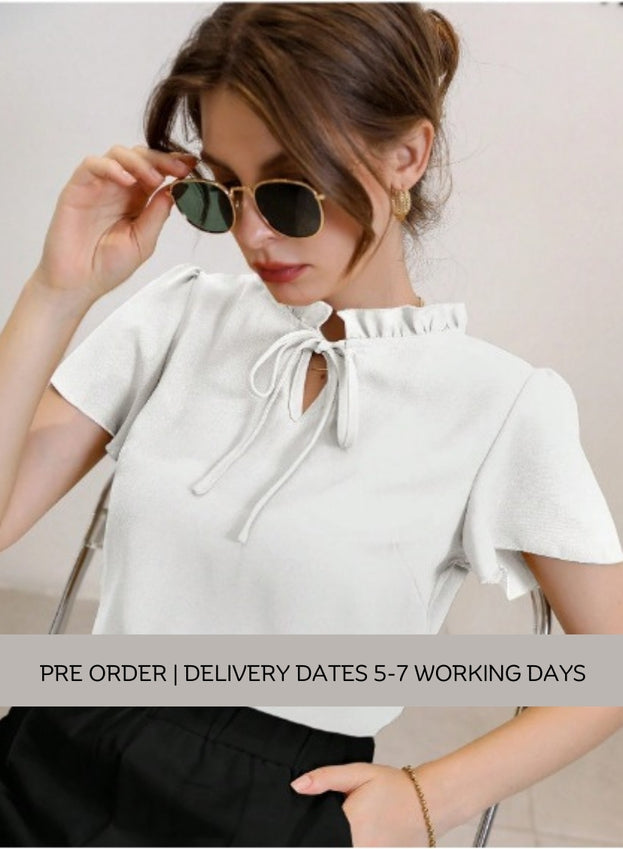 Casual Solid Shirts, Frill Neck | Umbrella Half Sleeves | Every Day Top