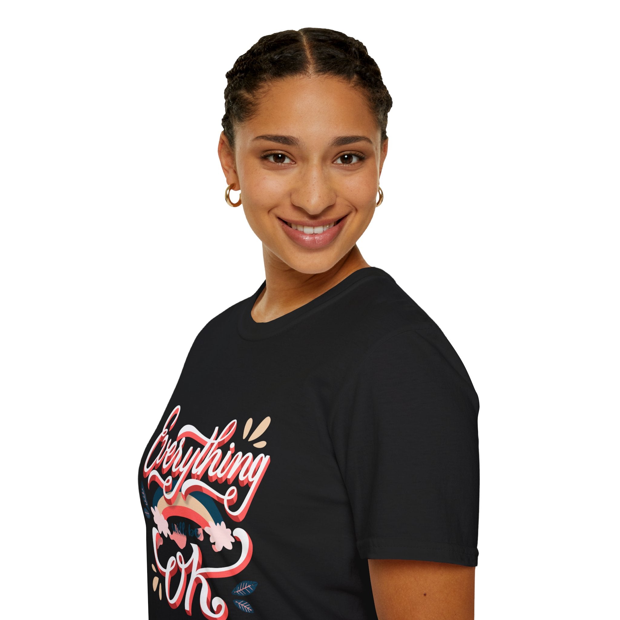 PRINTED DROP SHOULDER ROUND NECK TEE – BLACK – (Half Sleeves)