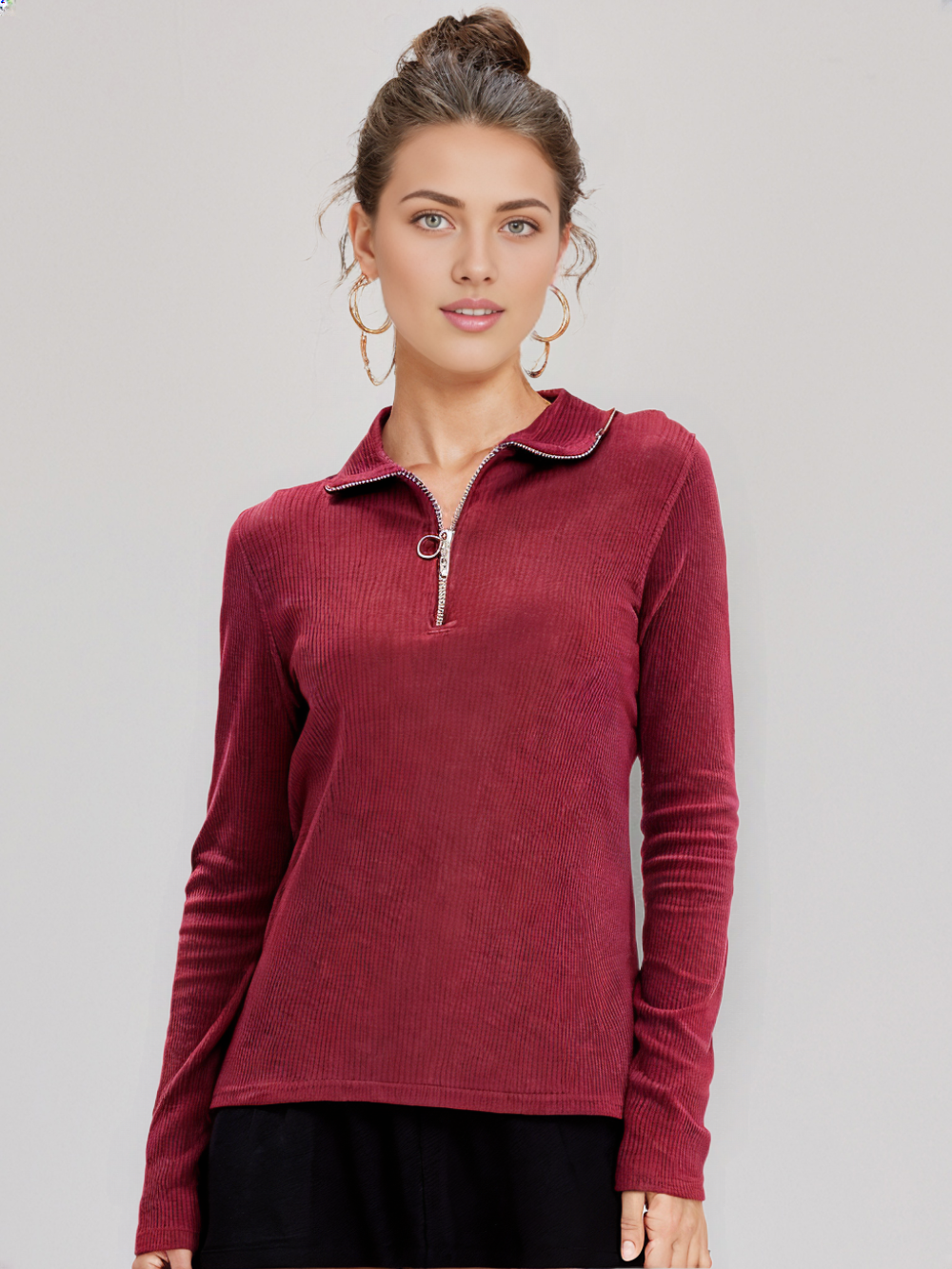 MOCKED NECK POLO ZIPPER – MAROON