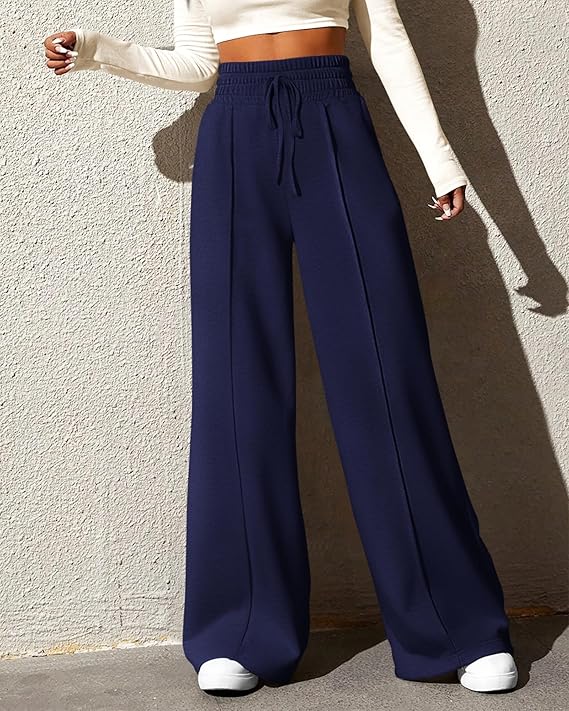 HIGH WAISTED WIDELEG TROUSER FOR WOMEN- NAVY BLUE