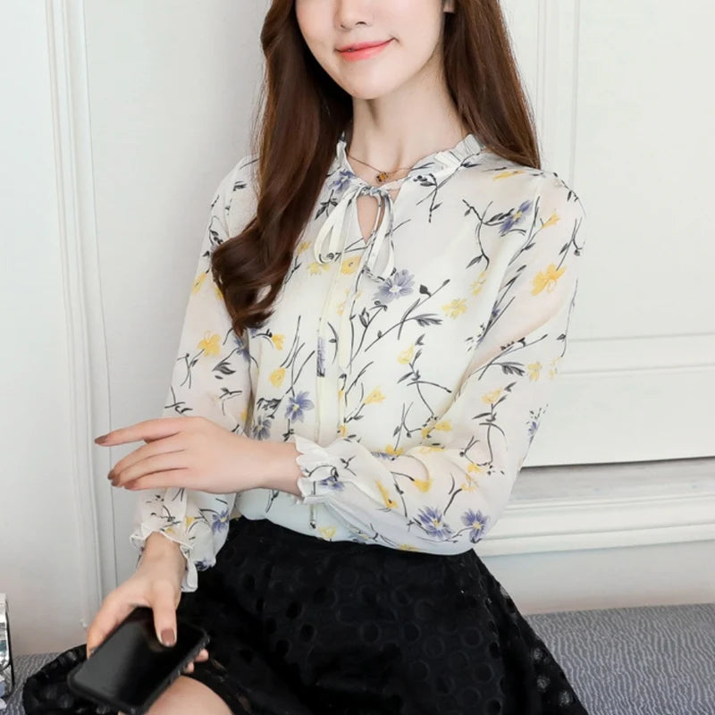 Printed Shirts, Frill Neck | Umbrella Full Sleeves | Every Day Tops Off White