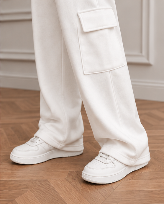 HIGH WAISTED WHITE CARGO Trouser