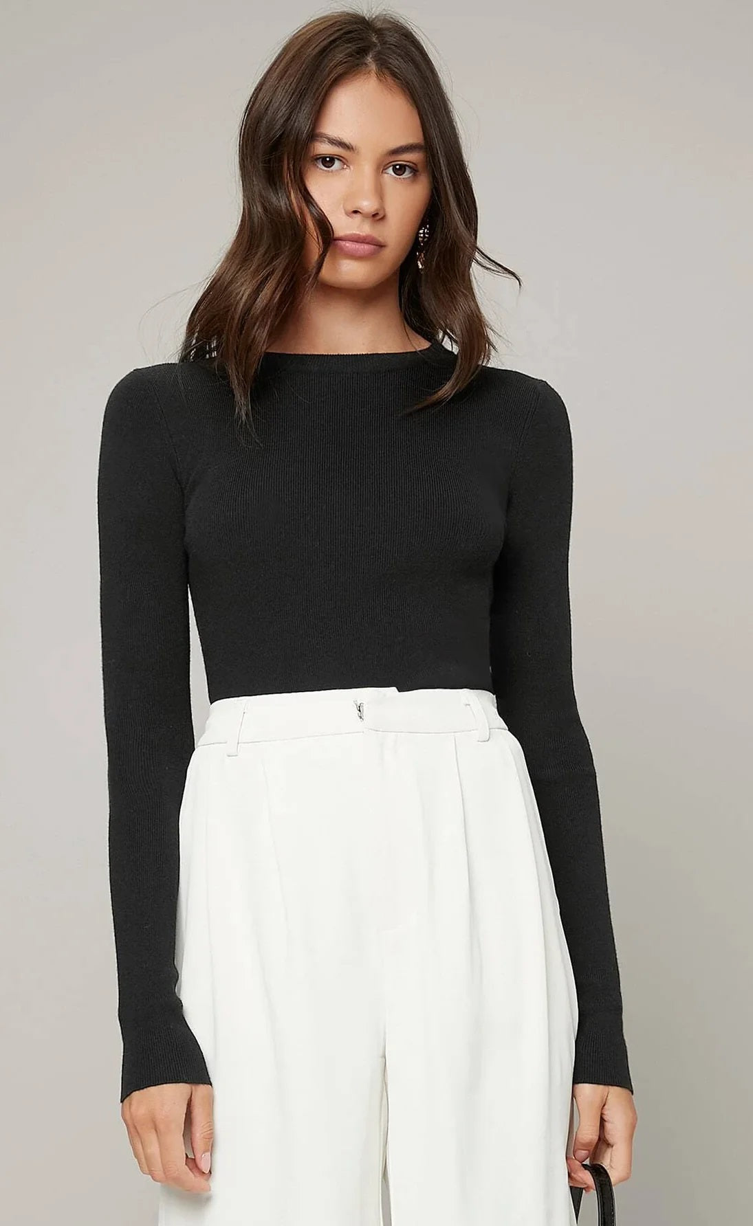 Simple Round Neck Casual Long Sleeve – Black