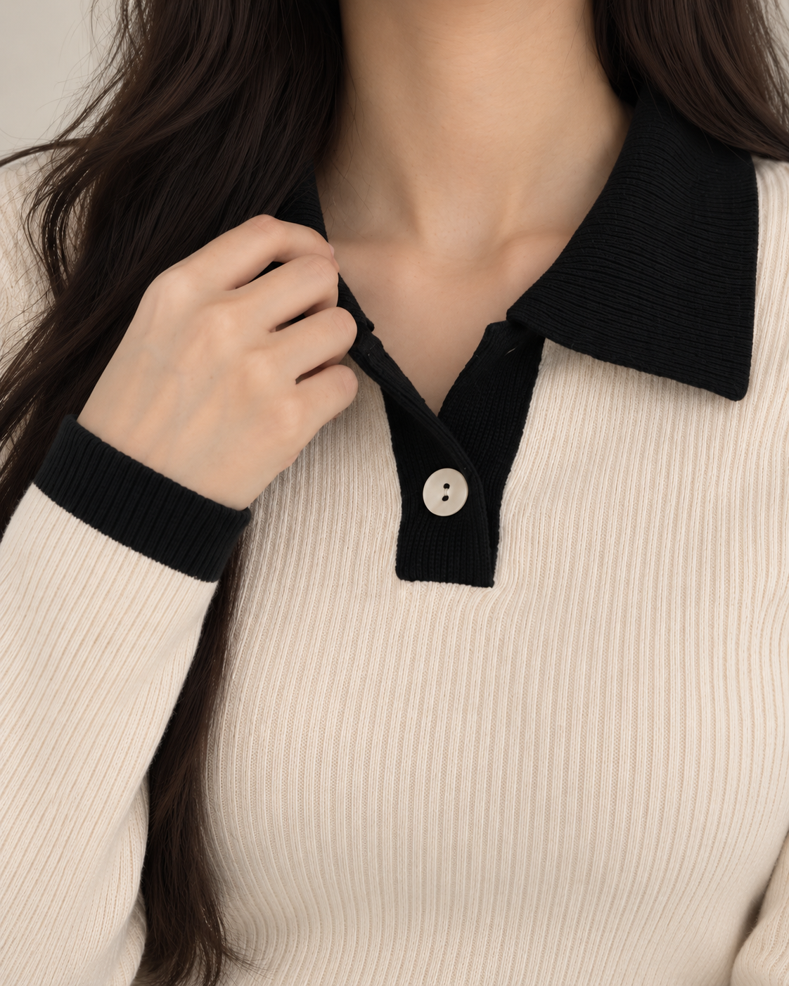 Casual Top- Beige Polo, Slim Fit