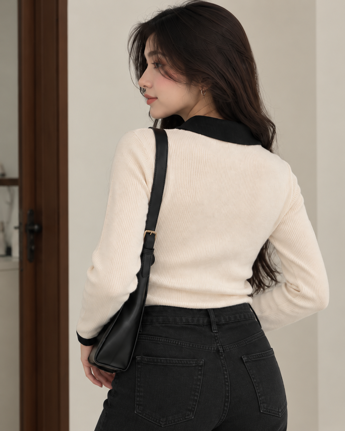 Casual Top- Beige Polo, Slim Fit