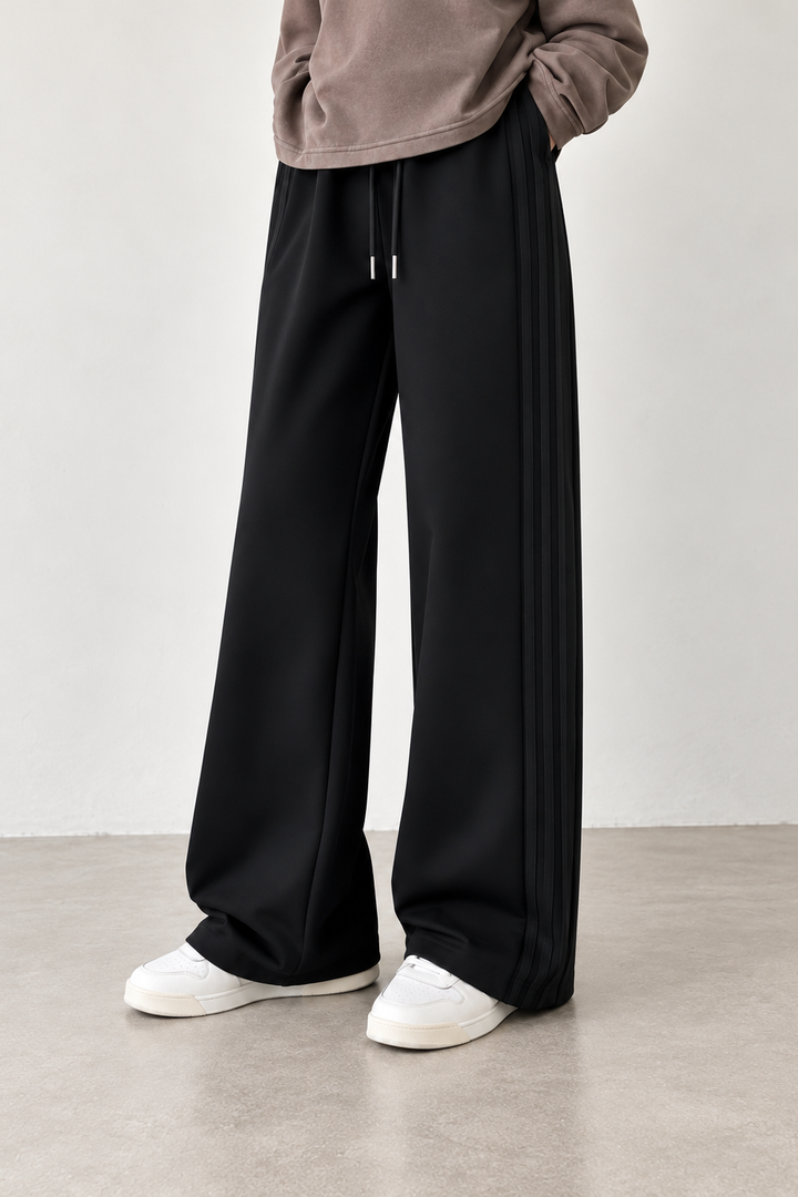 HIGH WAISTED SIDE SEAM WIDELEG TROUSER FOR WOMEN- BLACK
