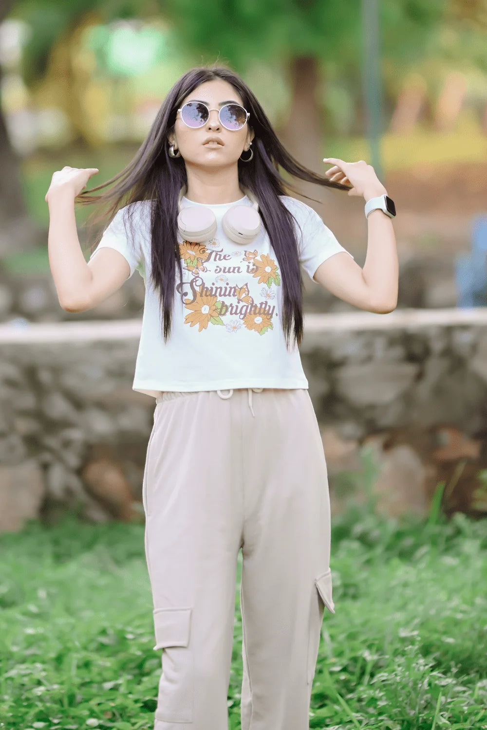 HIGH WAISTED WIDELEG CARGO TROUSER FOR WOMEN – BEIGE