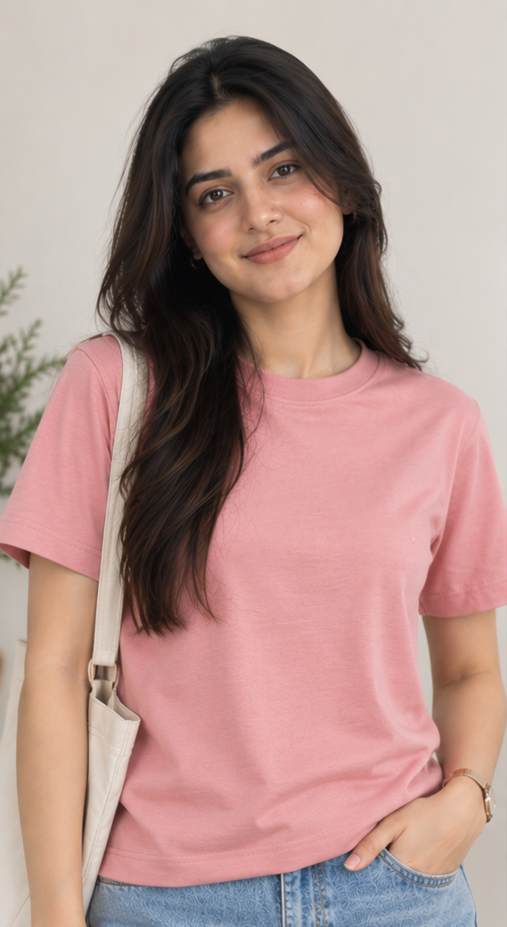 Women Relaxed Fit Side Slit Cotton Short Sleeve T-Shirt