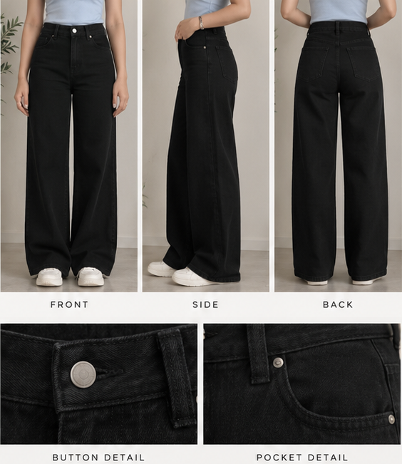 BLACK WIDELEG DENIM