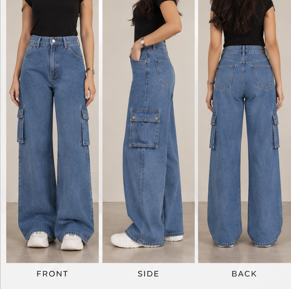 Blue Denim Cargo Jeans