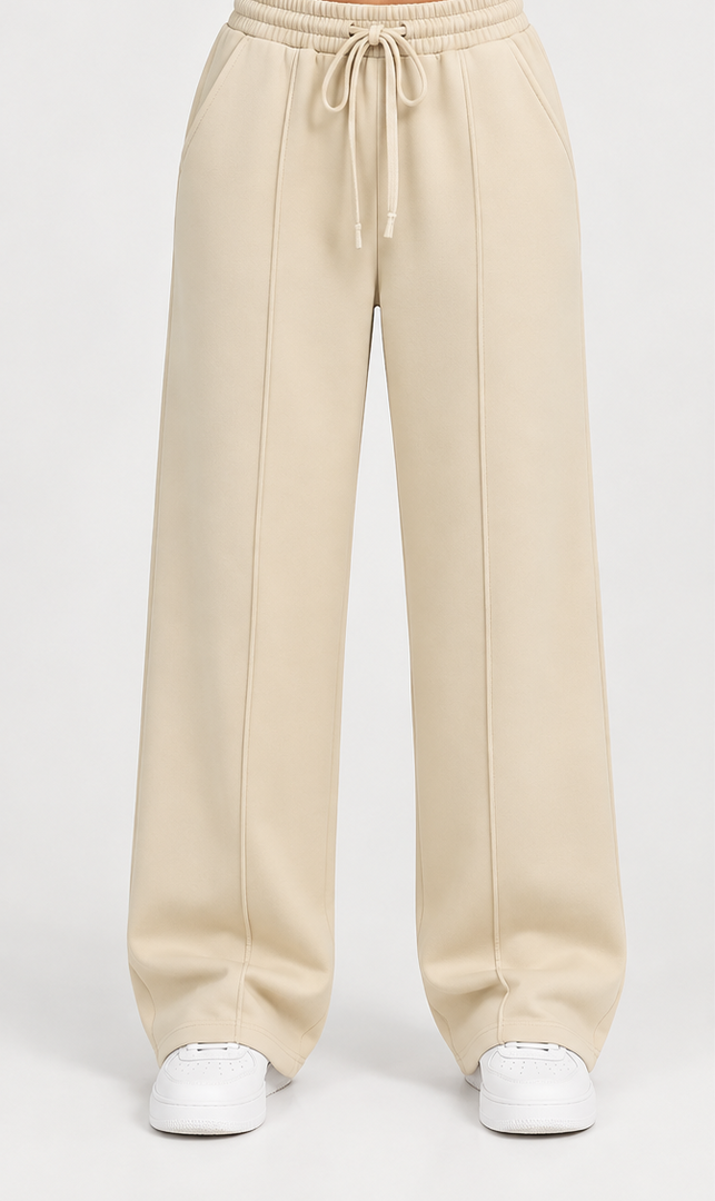 High Waisted- Beige Straight line Trouser