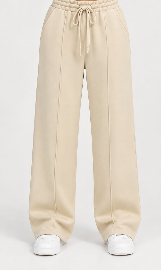High Waisted- Beige Straight line Trouser