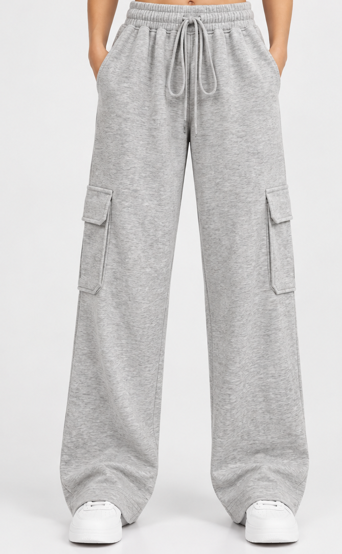 HIGH WAISTED GREY CARGO Trouser