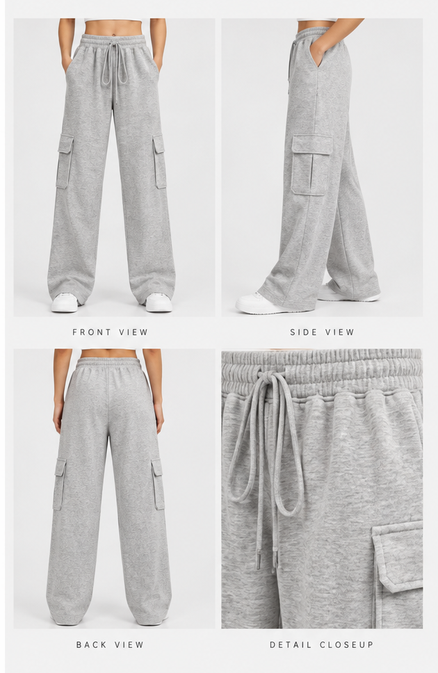 HIGH WAISTED GREY CARGO Trouser