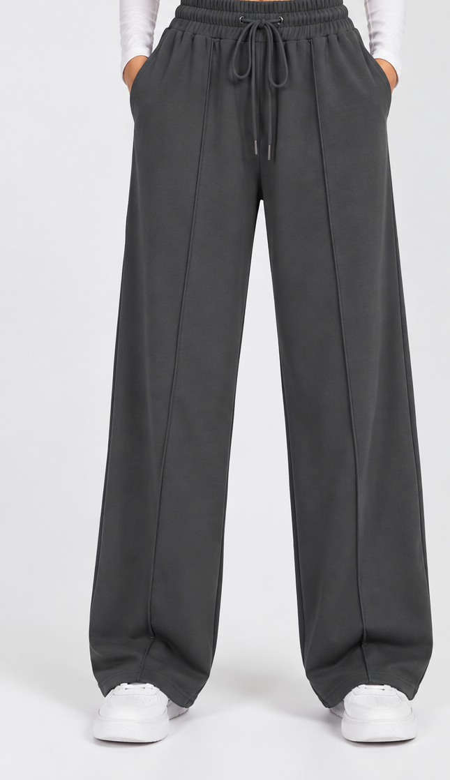 High Waisted- Charcoal Straight line Trouser