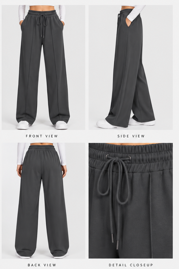 High Waisted- Charcoal Straight line Trouser