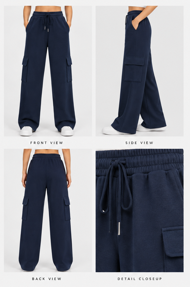 HIGH WAISTED NAVY BLUE CARGO Trouser