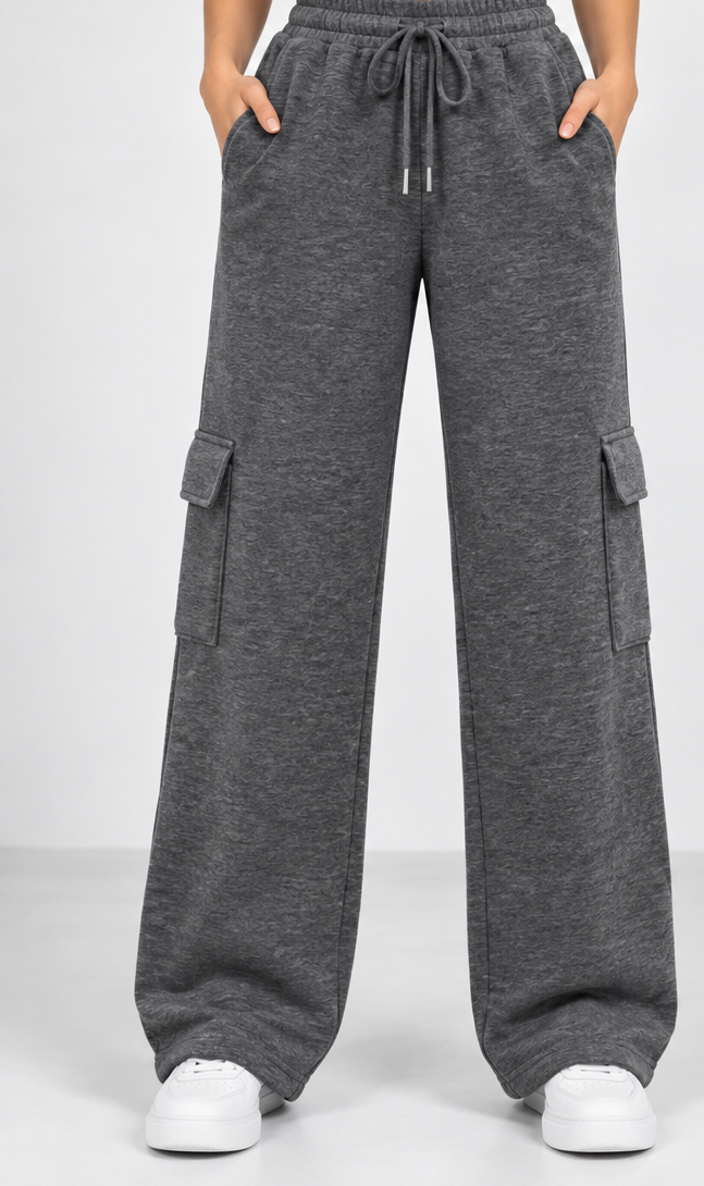 HIGH WAISTED CHARCOAL CARGO Trouser