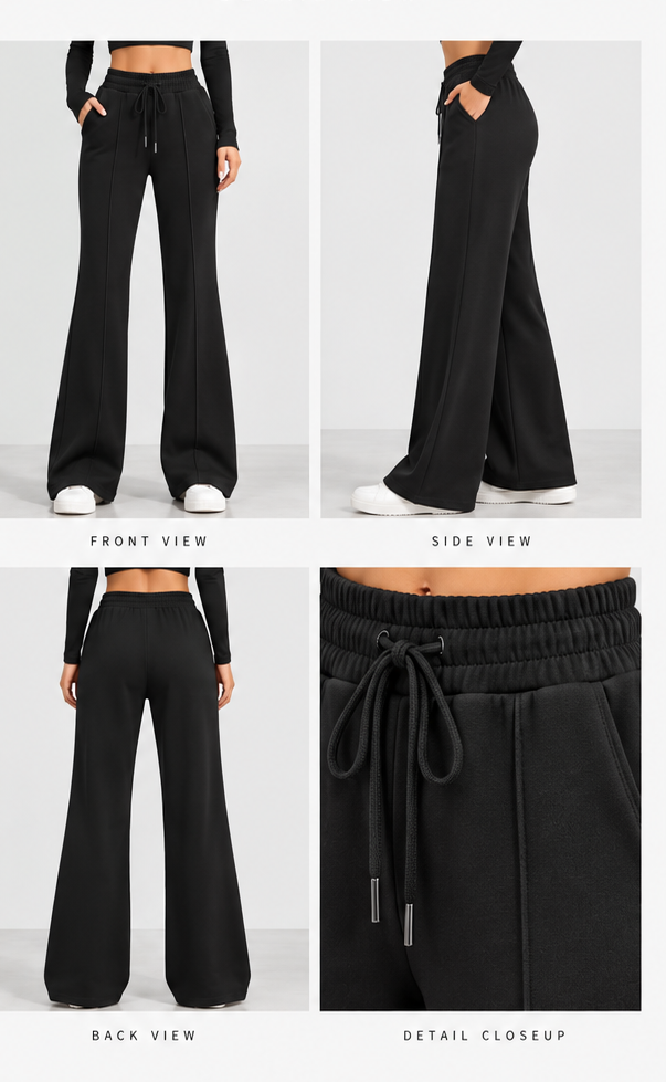 High Waisted- Straight line Black Flared Trouser