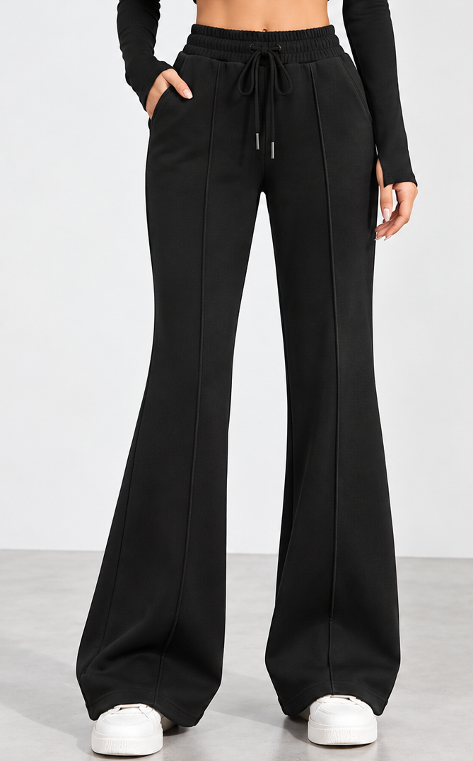 High Waisted- Straight line Black Flared Trouser