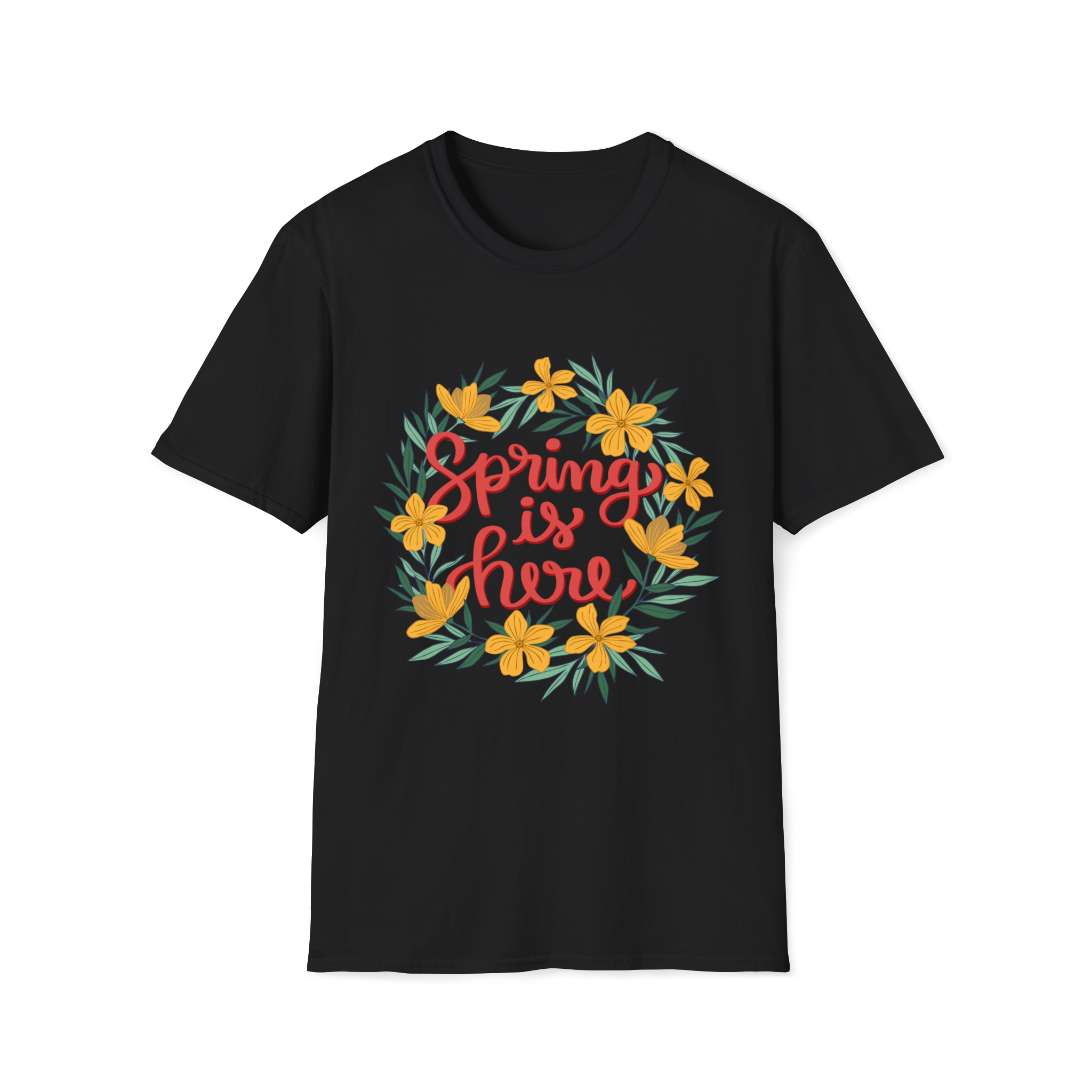 PRINTED DROP SHOULDER ROUND NECK TEE – BLACK – (Half Sleeves)