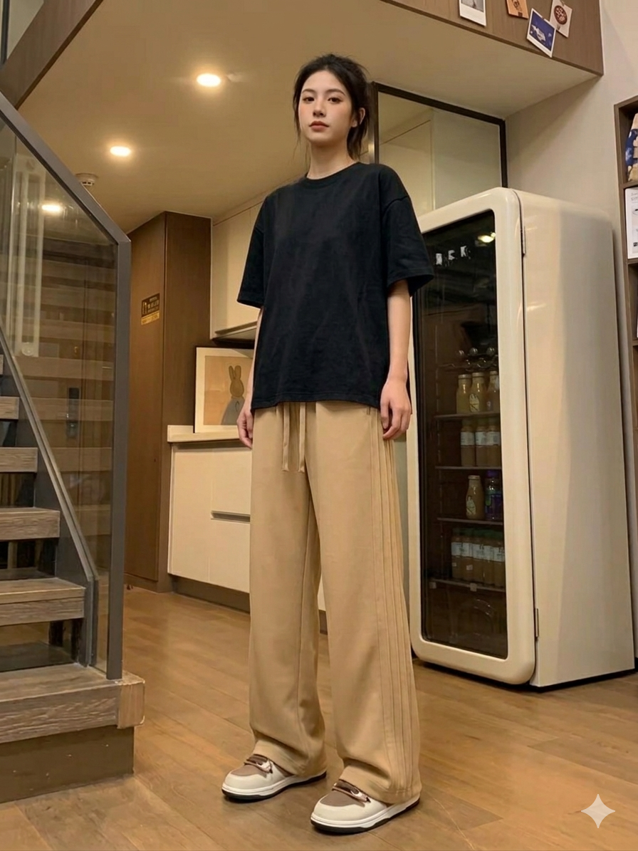 HIGH WAISTED SIDE SEAM WIDELEG TROUSER FOR WOMEN- CAMEL