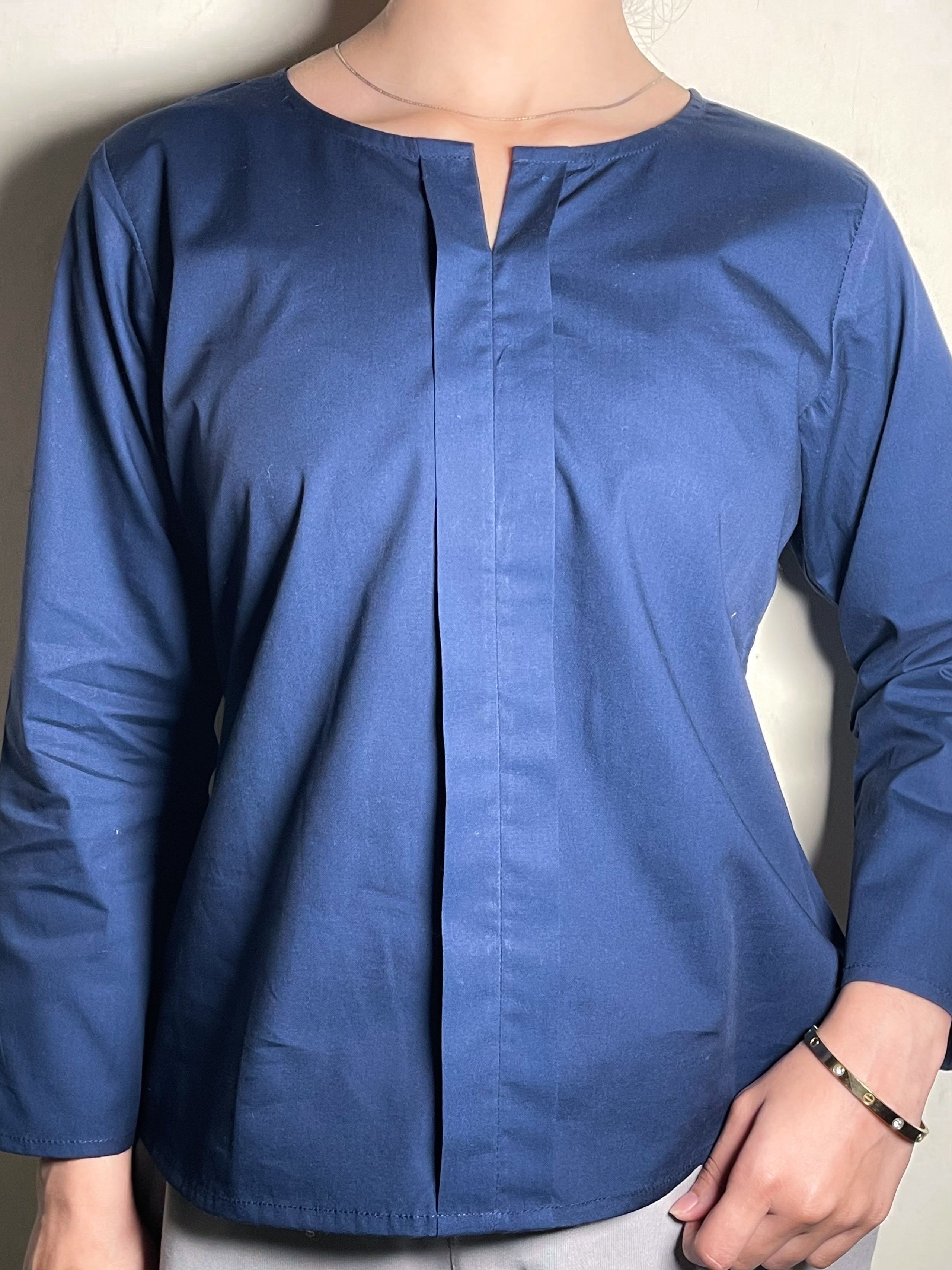 Casual Solid Shirts, V Neck Long Sleeve Every Day Tops