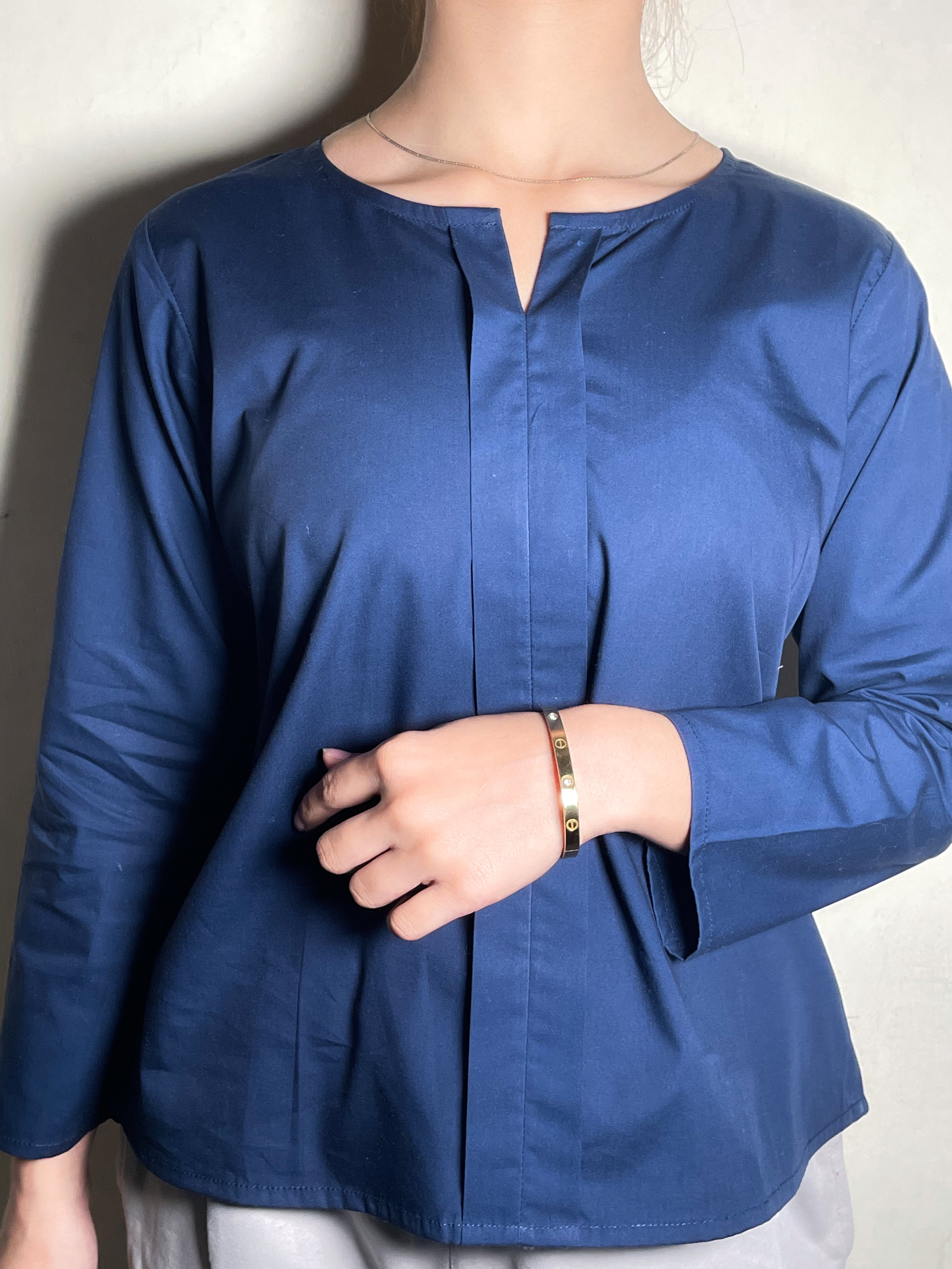 Casual Solid Shirts, V Neck Long Sleeve Every Day Tops