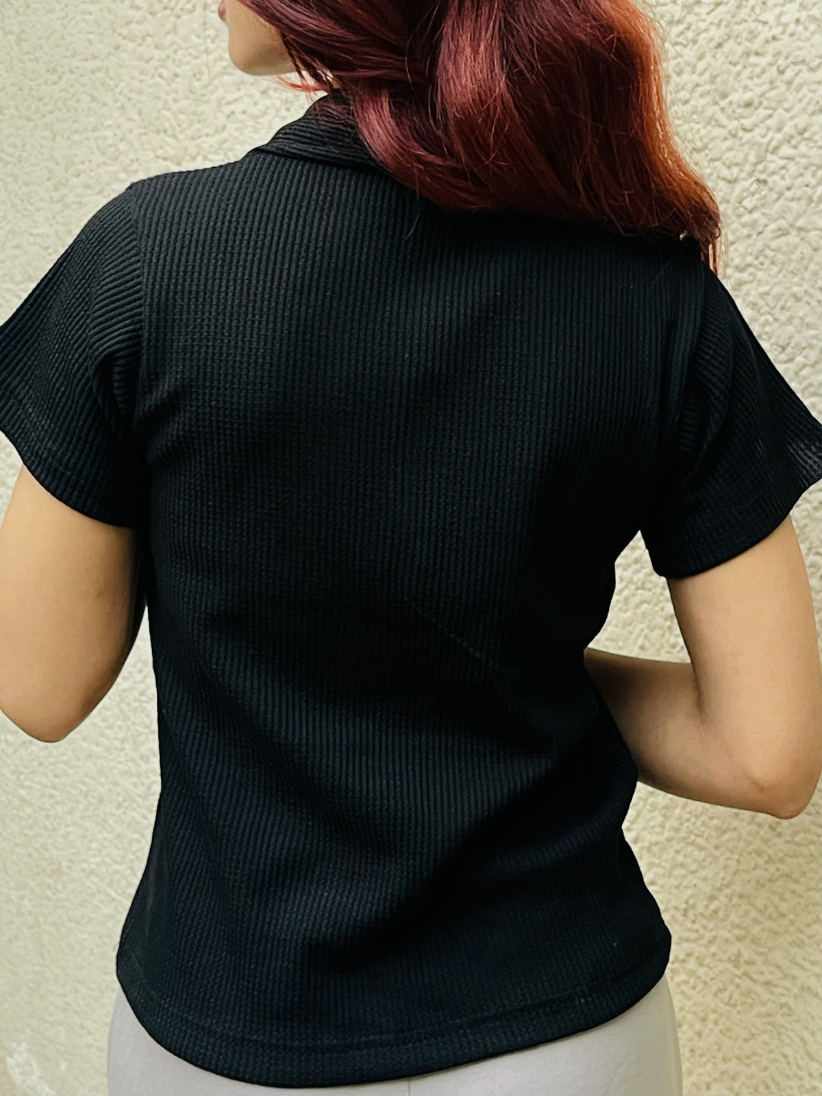 Mocked Neck black Zipper polo | Half Sleeves