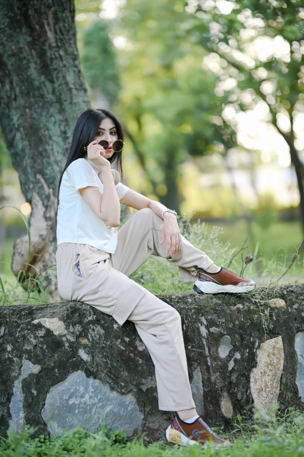 HIGH WAISTED WIDELEG CARGO TROUSER FOR WOMEN – BEIGE