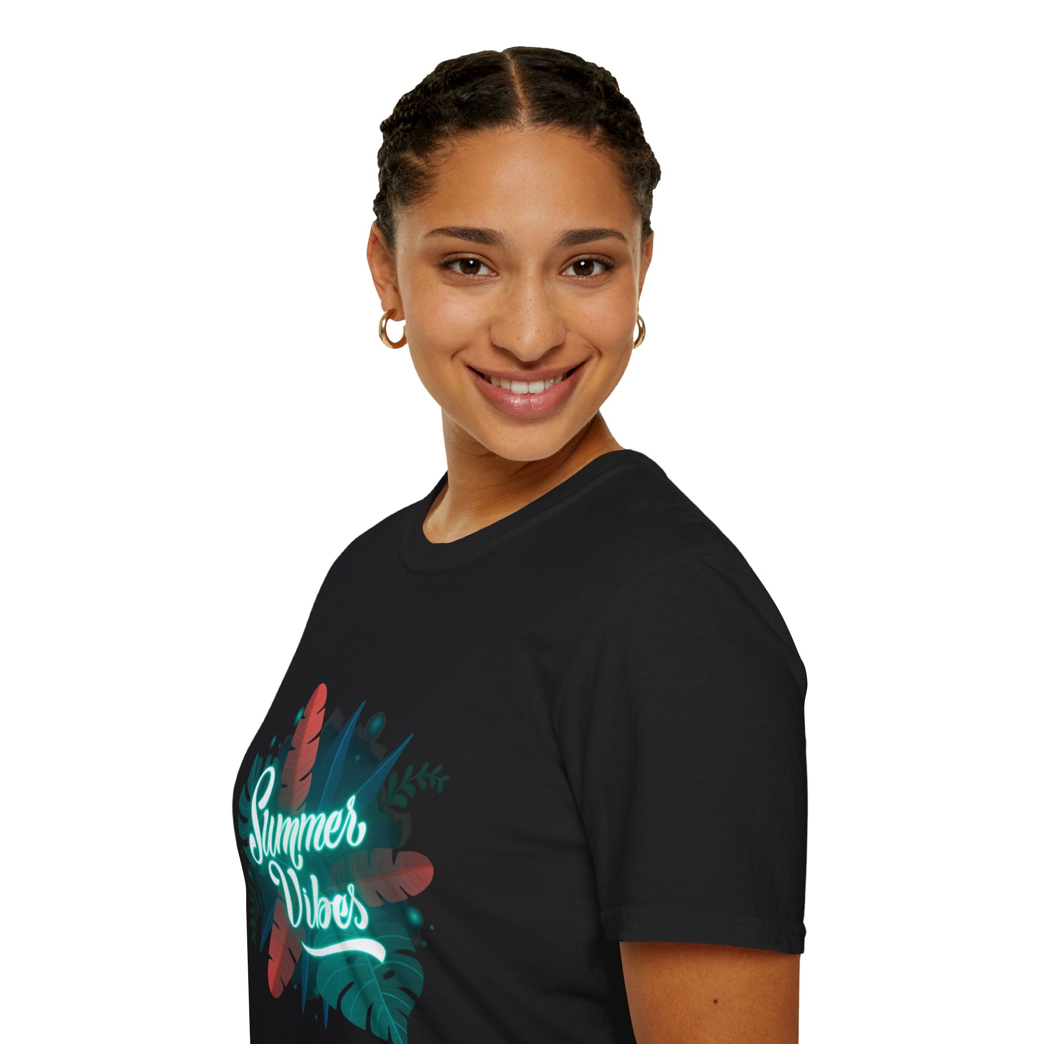 PRINTED DROP SHOULDER ROUND NECK TEE – BLACK – (Half Sleeves)