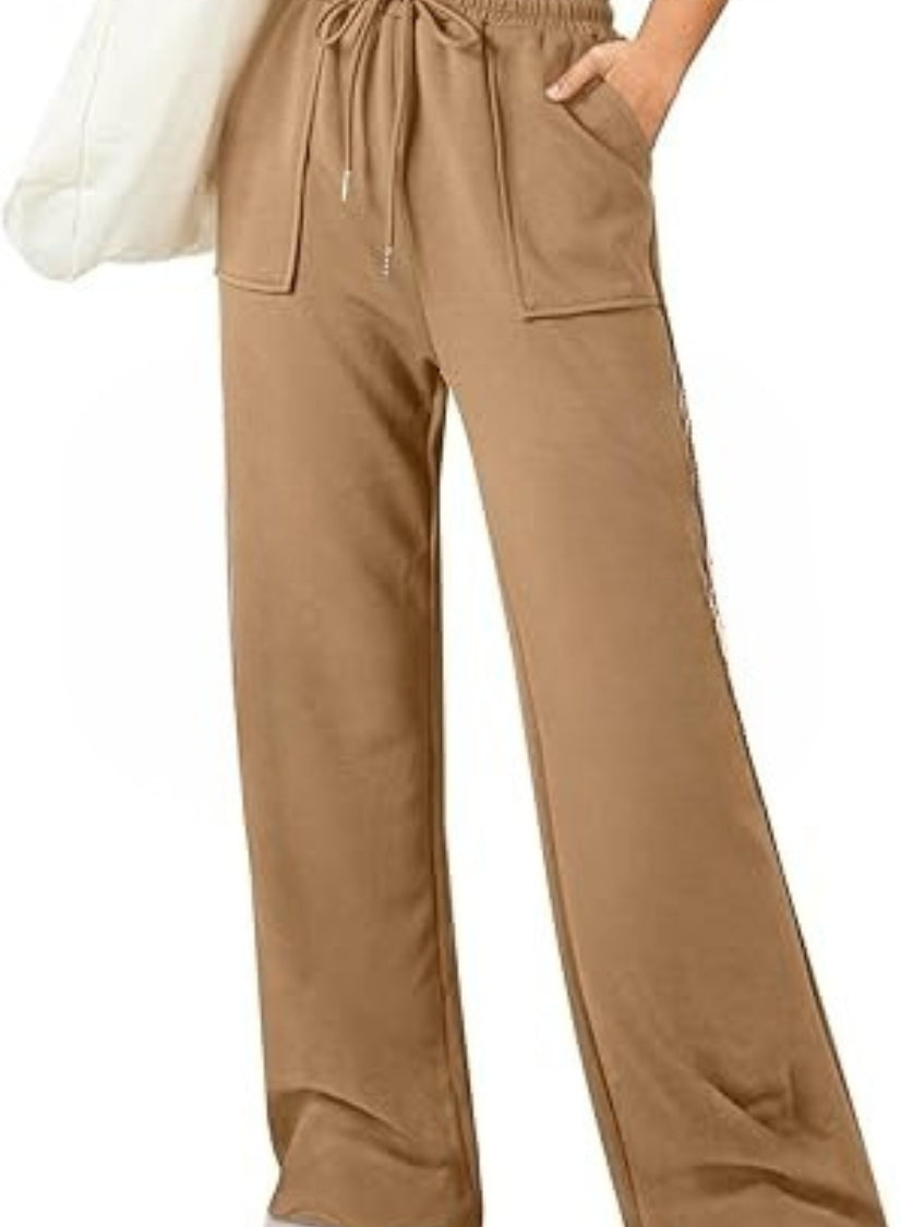 Women's High Waisted Wide Leg  Athletic Casual Trouser | BEIGE