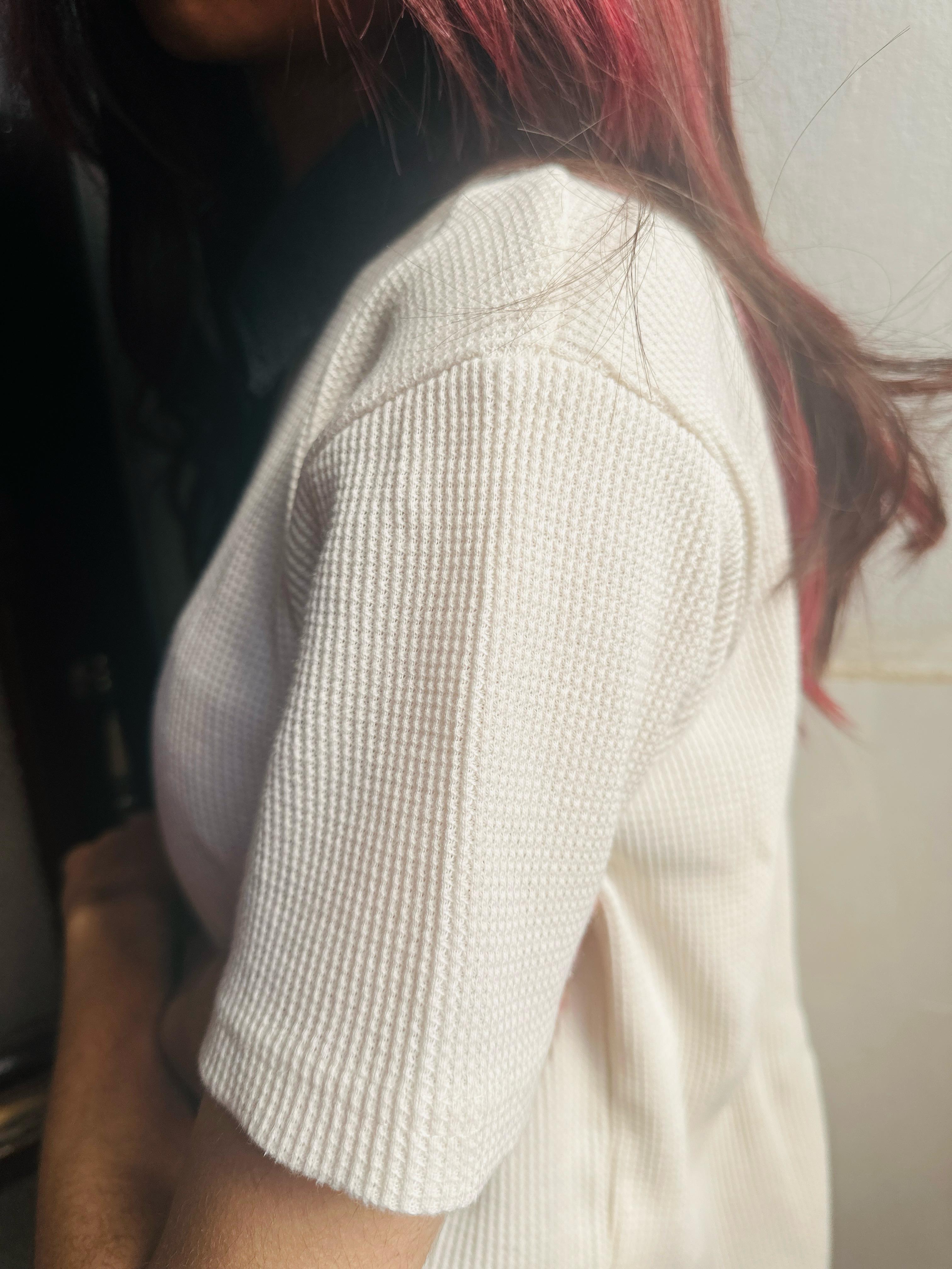 Casual Polo Contrast Black Collar Block Knit Top, Slim Fit Half Sleeves