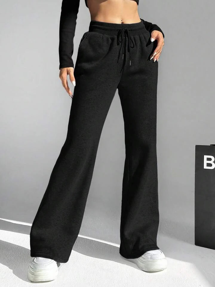 HIGH WAISTED BLACK FLARED TROUSER FOR WOMEN