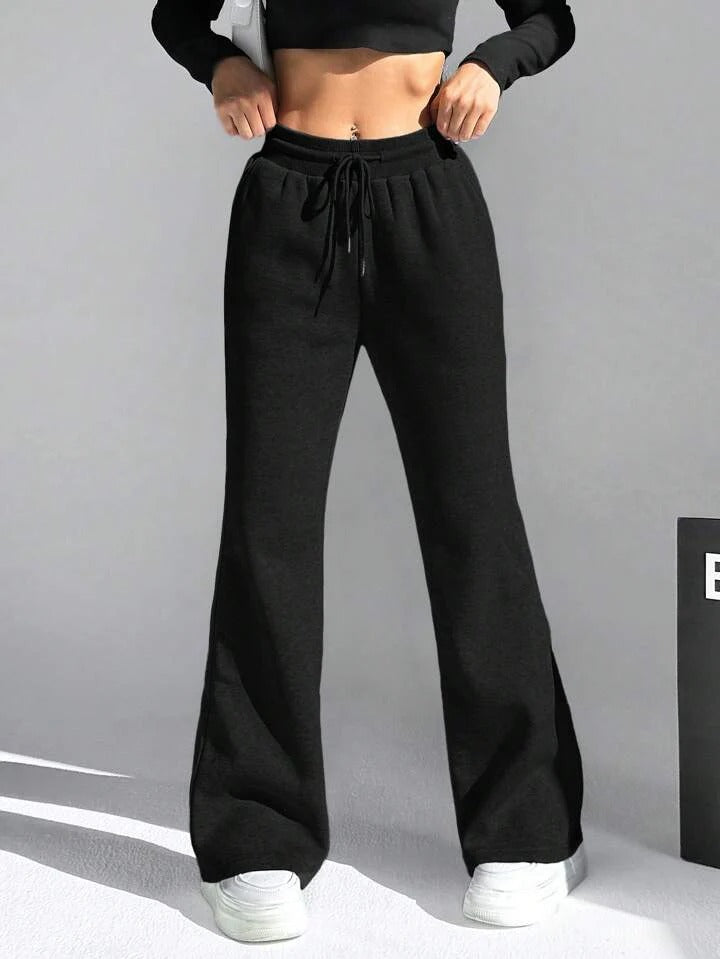 HIGH WAISTED BLACK FLARED TROUSER FOR WOMEN