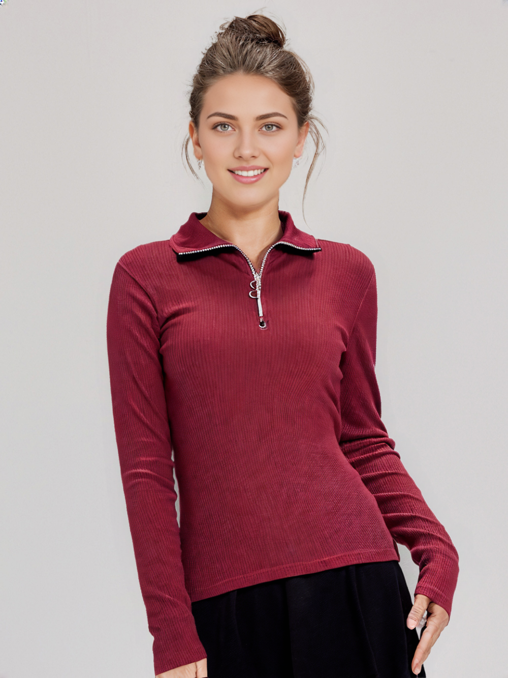 MOCKED NECK POLO ZIPPER – MAROON