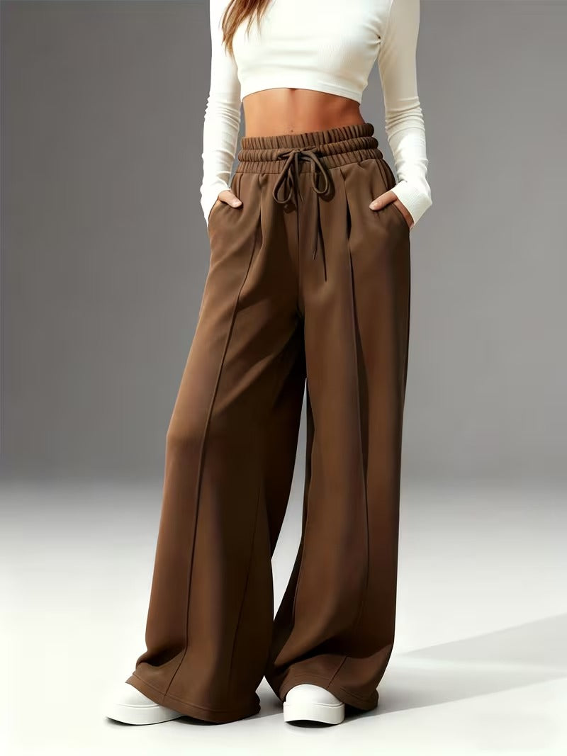 HIGH WAISTED WIDELEG TROUSER FOR WOMEN- Brown