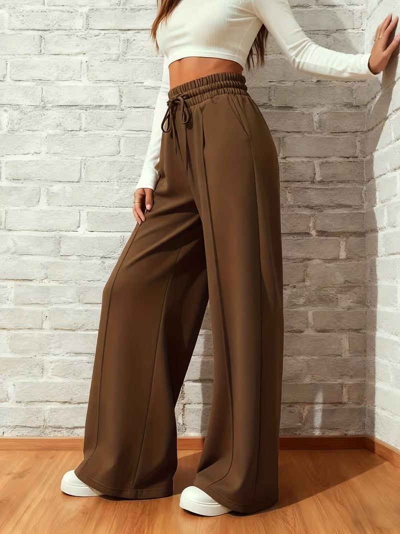 HIGH WAISTED WIDELEG TROUSER FOR WOMEN- Brown