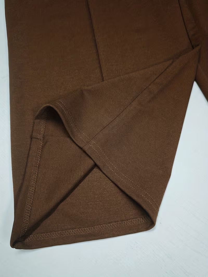 HIGH WAISTED WIDELEG TROUSER FOR WOMEN- Brown