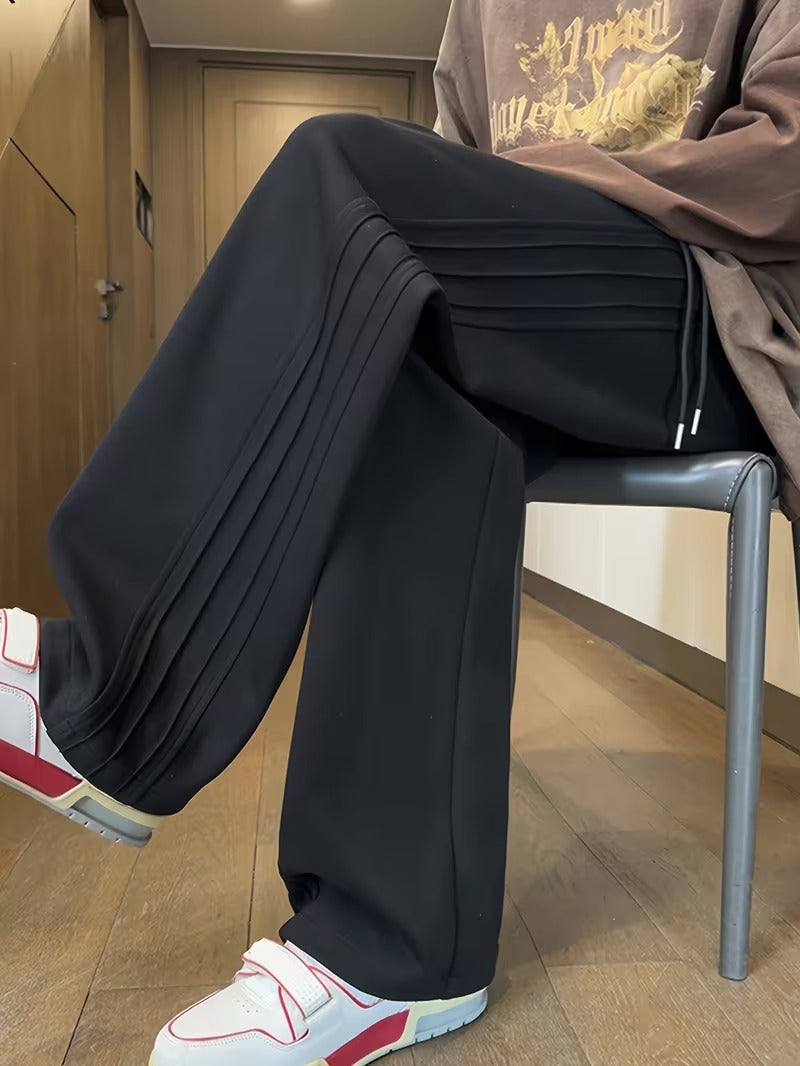 HIGH WAISTED SIDE SEAM WIDELEG TROUSER FOR WOMEN- BLACK