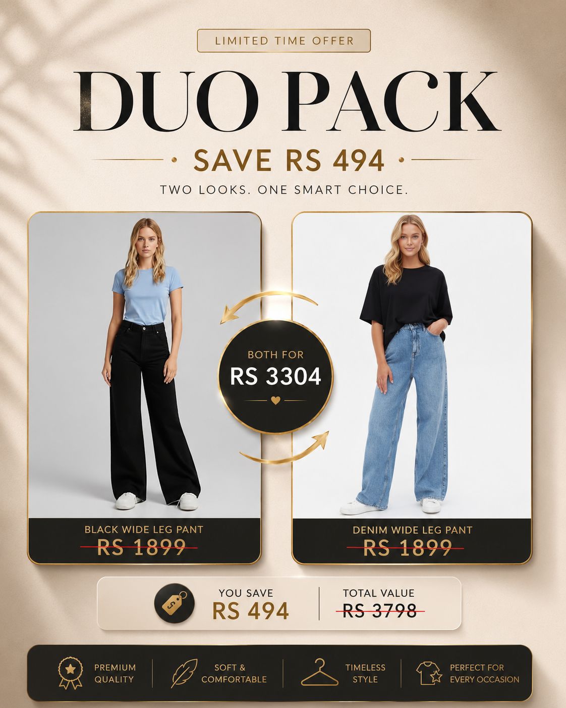 DENIM DUO PACK ( BLUE+BLACK)