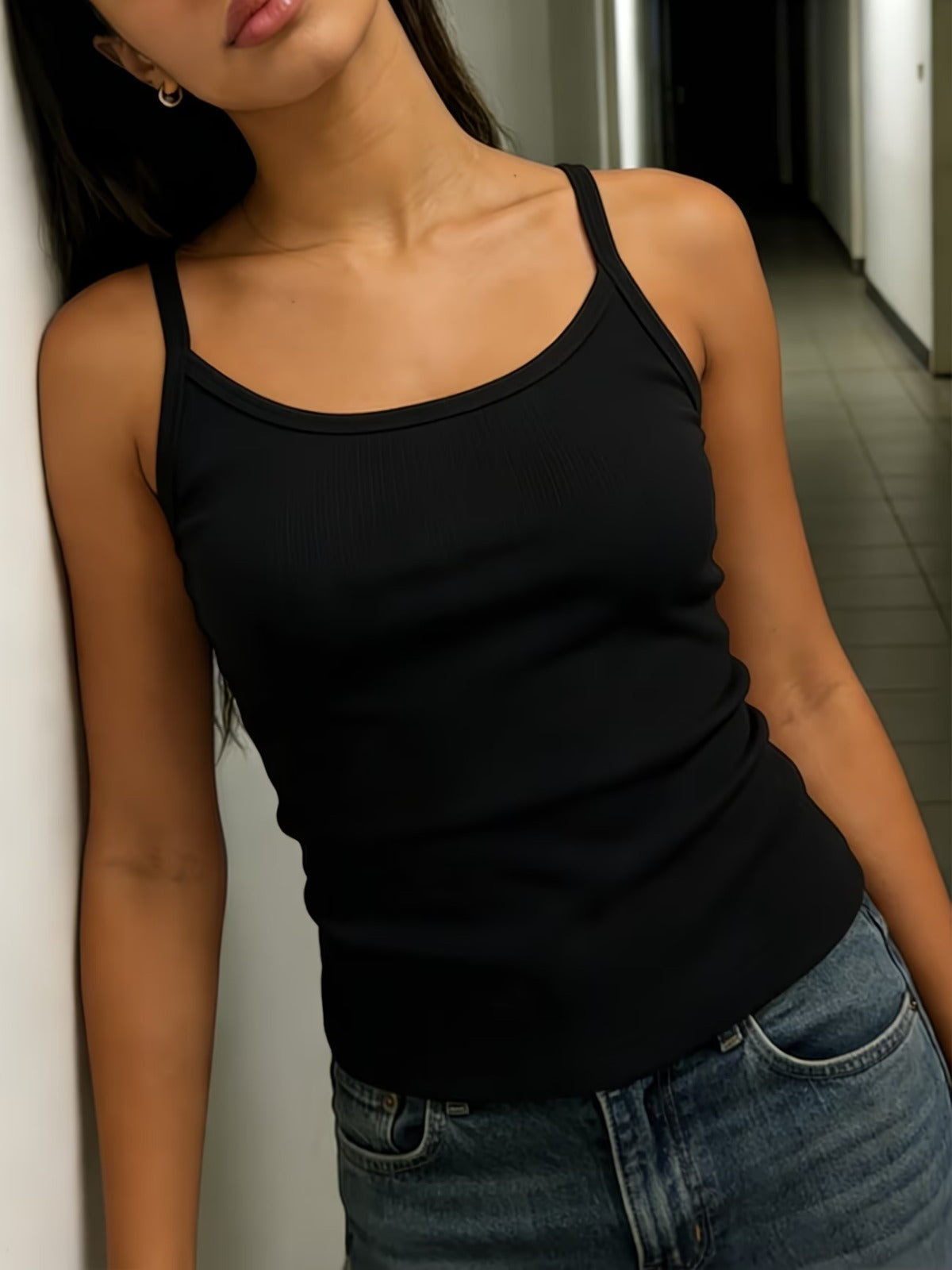 STRIPPED TANK TOP FOR WOMEN (BLACK)