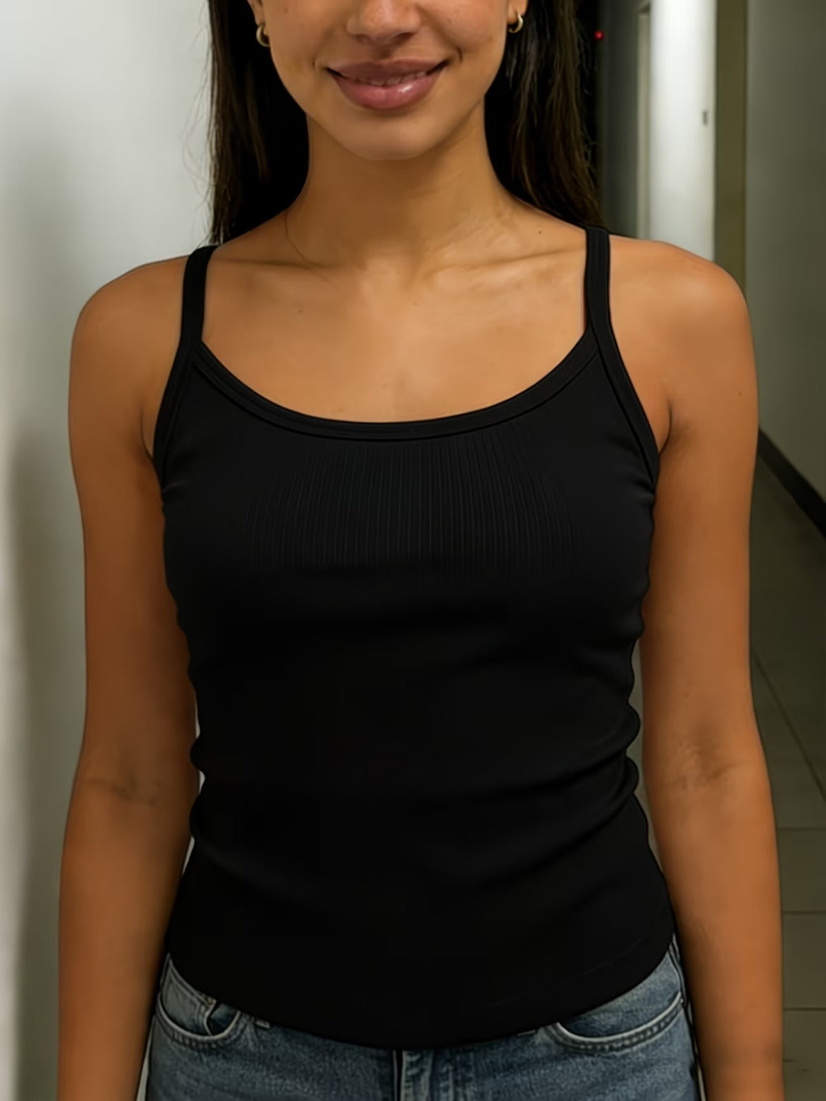 STRIPPED TANK TOP FOR WOMEN (BLACK)