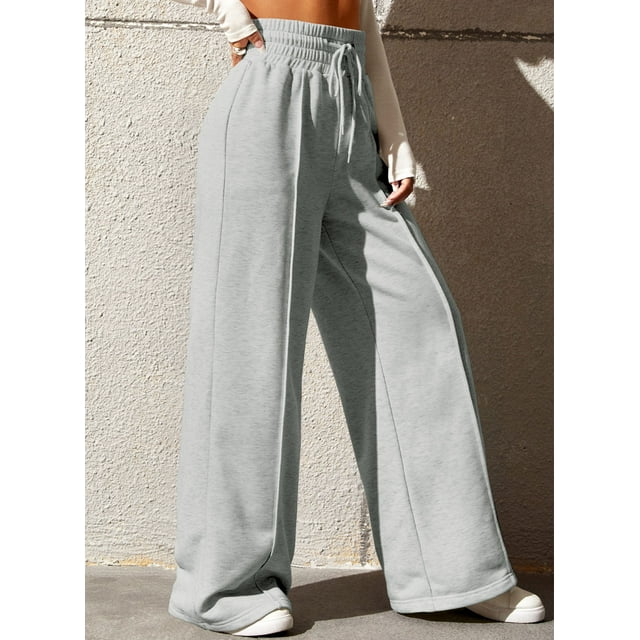 PULL&BEAR HIGH WAISTED WIDELEG SWEATPANT – GREY