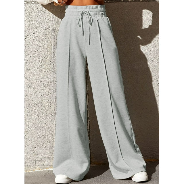 PULL&BEAR HIGH WAISTED WIDELEG SWEATPANT – GREY