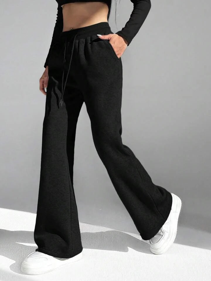 HIGH WAISTED BLACK FLARED TROUSER FOR WOMEN